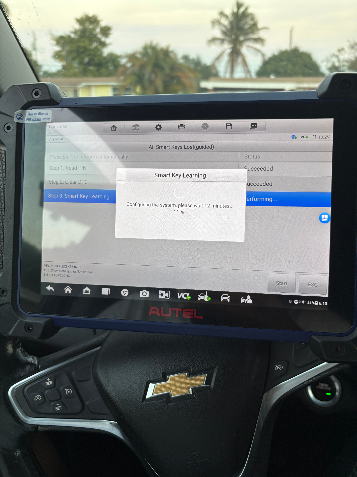 Autel diagnostic tool programming a Chevrolet Equinox smart key